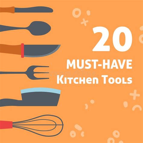 Must Have Kitchen Tools For Cooking And Preparing Stock Vector