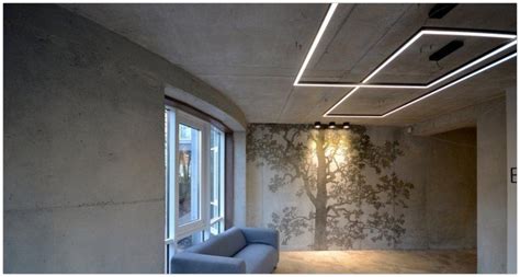 Industrial Concrete Ceiling With Led Strip Lamp Concrete Ceiling Led Strip Ceilings