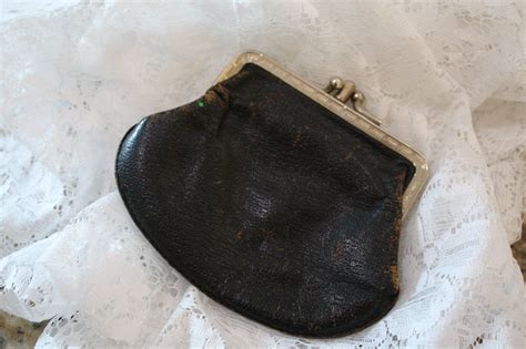 Vintage Double Pocket Leather Coin Purse Etsy Leather Coin Purse