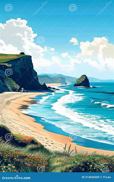 Beach Features Draw The Outline Of The Beach Editorial Stock Image