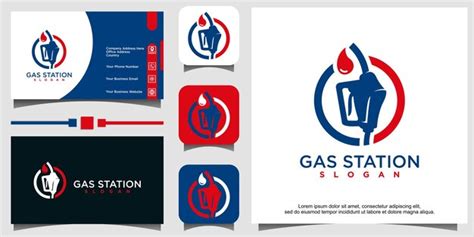 Plantilla de diseño de logo de gasolinera Vector Premium