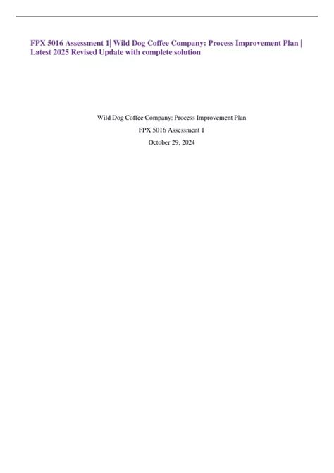 FPX 5016 Assessment 1| Wild Dog Coffee Company: Process Improvement