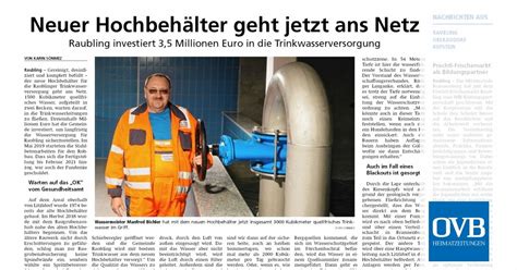 Neuer Hochbehälter geht jetzt ans Netz OVB Heimatzeitungen