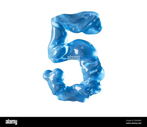 Digit Made Of Blue Water Like Wavy Liquid D Illustration Of Red