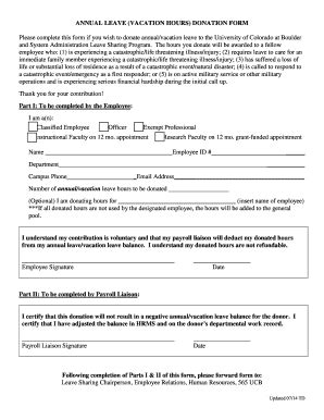 Fillable Online Colorado Annual Leave Vacation Hours Donation Form