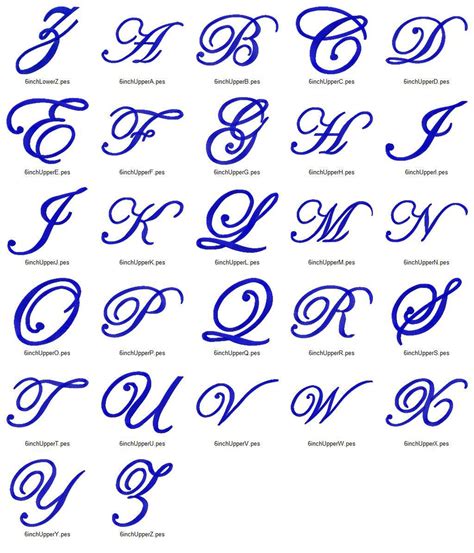 Large Edwardian Script Machine Embroidery Font Alphabet 3 - Etsy