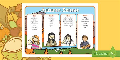 Autumn Senses Word Mat Teacher Made Twinkl