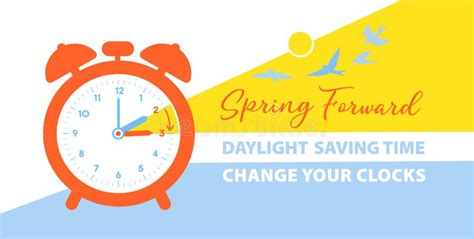 Daylight Saving Time Banner The Clocks Moves Forward One Hour Stock