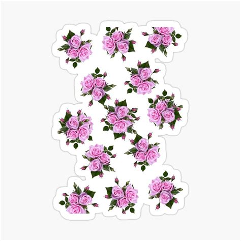 Pink Roses Glossy Sticker By Lfmdesigns In 2021 Pink Roses Rose