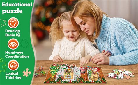 ZMLM Christmas Puzzles for Kids 4-8: Santa’s Gift - 100 Pieces Christmas Jigsaw Puzzle for Kid ...