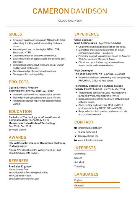 Cloud Engineer Resume Sample In 2025 Resumekraft