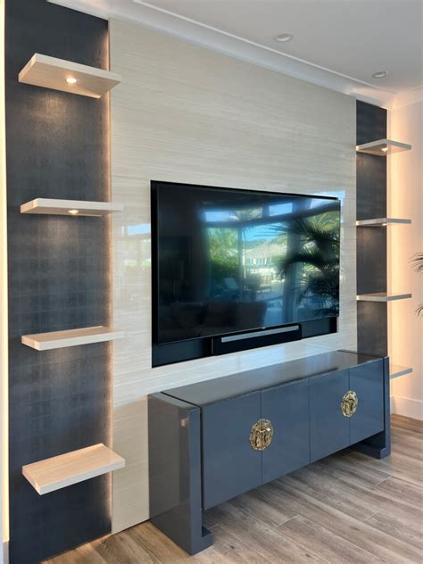 TV Wall Unit with LED Lights - Kinon Surface Design Inc.