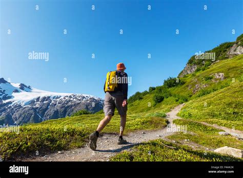 Hike in Exit glacier Stock Photo - Alamy