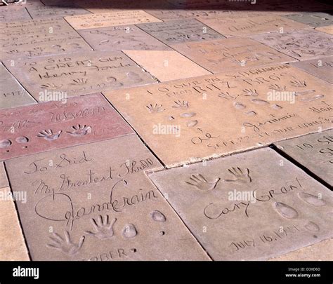 Hollywood celebrity handprints on forecourt of Grauman's Chinese Theatre, Hollywood Boulevard ...