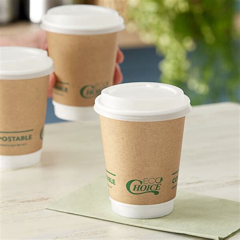 Ecochoice Oz Smooth Double Wall Kraft Compostable Paper Hot Cup And