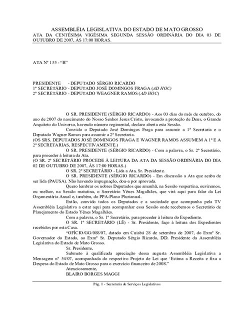 Fillable Online ASSEMBLÉIA LEGISLATIVA DO ESTADO DE MATO GROSSO PDF