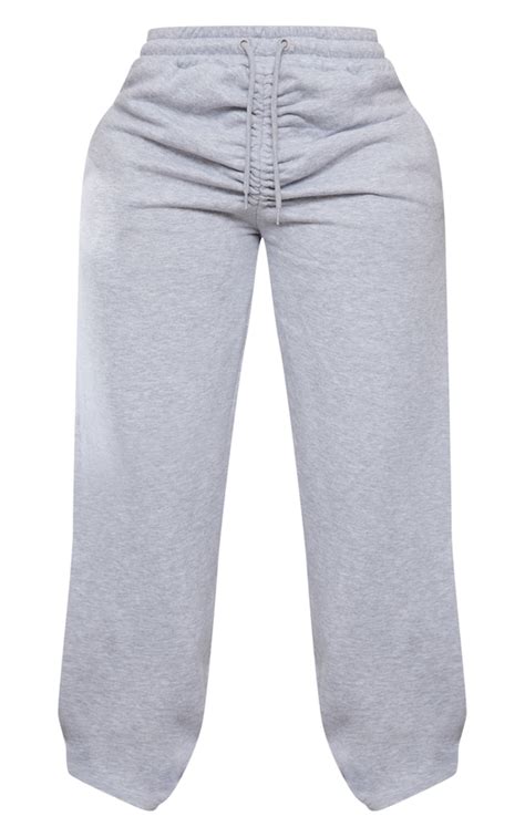 Shape Grey Shape Marl Ruched Waist Wide Leg Sweatpants Prettylittlething Usa