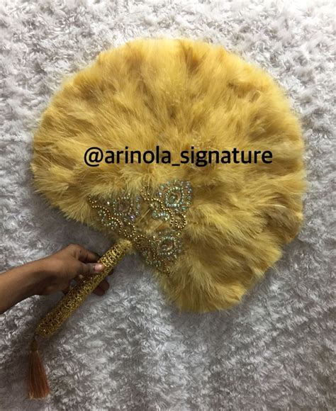 Handfans Aso Oke Veil On Instagram Gold Fur Feather Hand Fan With