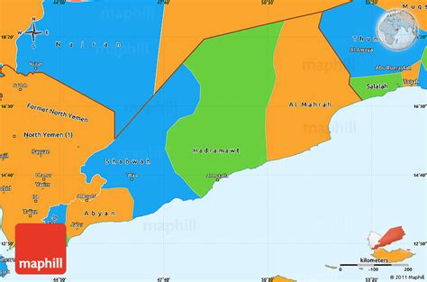 Political Simple Map of Former South Yemen