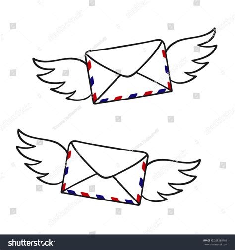 Flying Envelope Wings Hand Drawn Mail Stock Vector Royalty Free