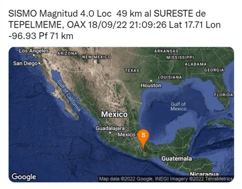 Se Registra Sismo De Magnitud 4 0 Al Sureste De Oaxaca