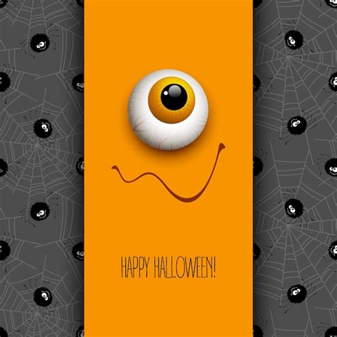 Premium Vector Funny Halloween Greeting Card Monster Eyes Vector