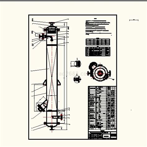 氨气吸收填料塔装配图cad图纸