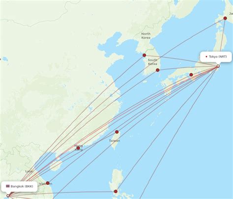 All Flight Routes From Bangkok To Tokyo BKK To NRT Flight Routes