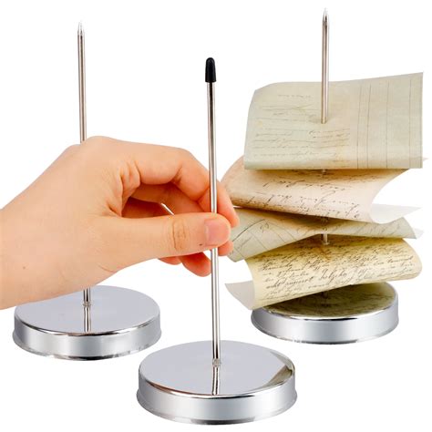 3 Pcs Receipt Holder Spike for Desk, Stainless Steel Ticket Stabber for