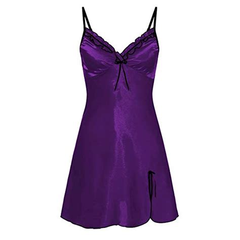 YDKZYMD Women Dark Purple Lingerie Set Chemise Sexy Plus Size Pajamas