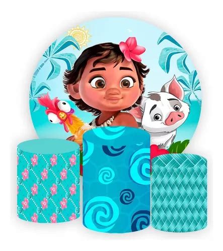 Painel Redondo Moana Baby Trio Capas Cilindros Tecido Parcelamento