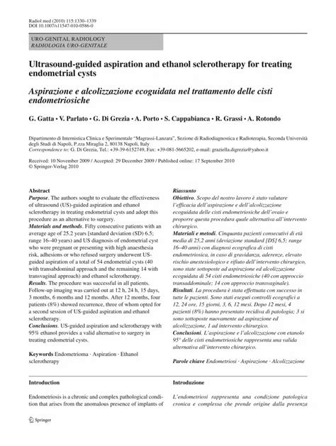 Pdf Ultrasound Guided Aspiration And Ethanol Sclerotherapy For