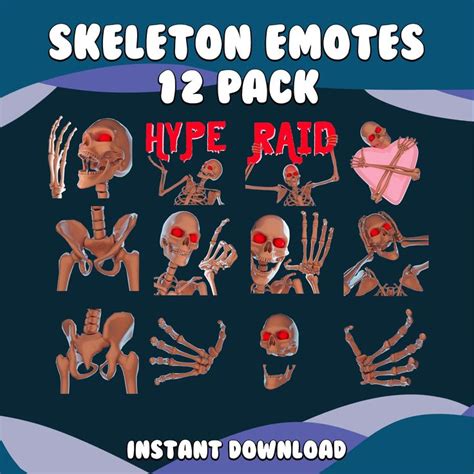 12 Skeleton Emotes Skeleton Emote Pack Twitch Emote Halloween Emotes