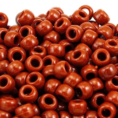 Pony Beads Plastic Barrel 6x8mm Opaque Brown 100pk Beads And