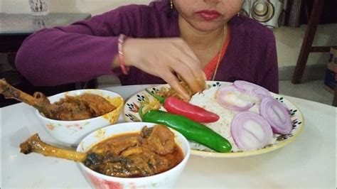 Desi Kadaknath Chicken Curry Eating Show With Rice And Chillies ASMR