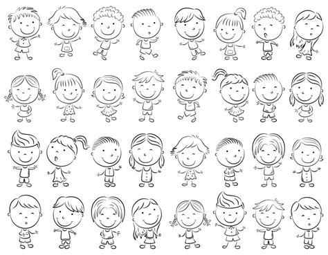 Happy kid cartoon doodle collection 11813498 Vector Art at Vecteezy