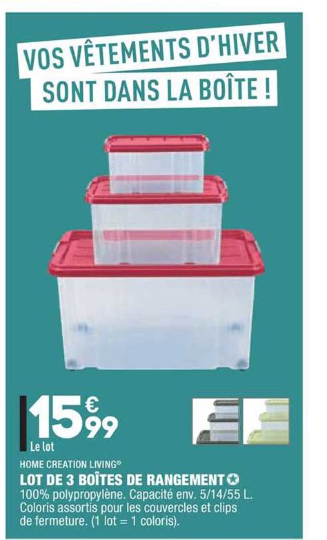 Promo Lot De Bo Tes De Rangement Home Creation Living Chez Aldi