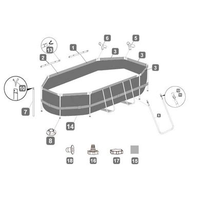 Zwembad Bestway Power Steel Set Ovaal Grijs Grijs 305 X 200 X 84 Cm