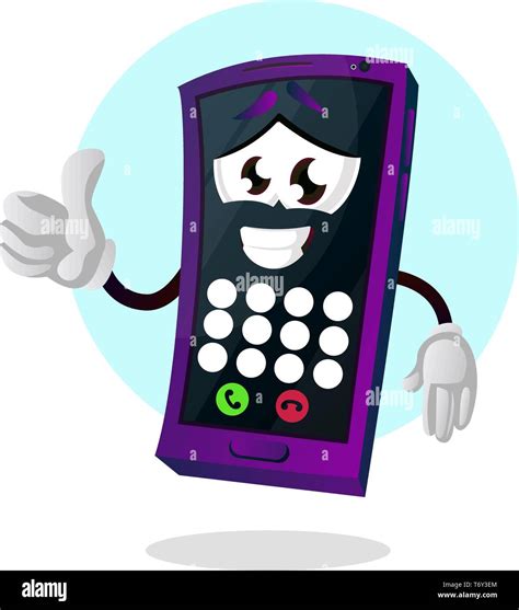 Mobile emoji with a dial screen on its body illustration vector on ...