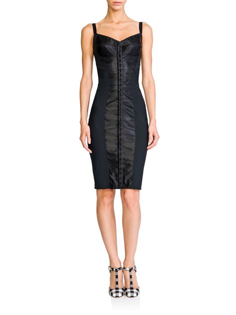 Dolce And Gabbana Contrast Bustier Dress In Black Lyst