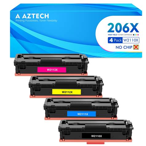 206x 206a No Chip 4 Pack Compatible Toner Cartridge For Hp W2110x 206x For Color Laserjet Pro