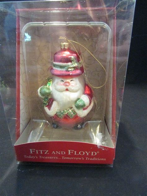 Fitz And Floyd Blown Glass Father Christmas Santa 2004 Christmas Ornament In Box 3844437435