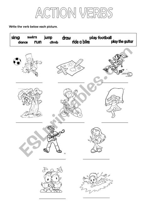 Action Verbs Esl Worksheet By Anniesa