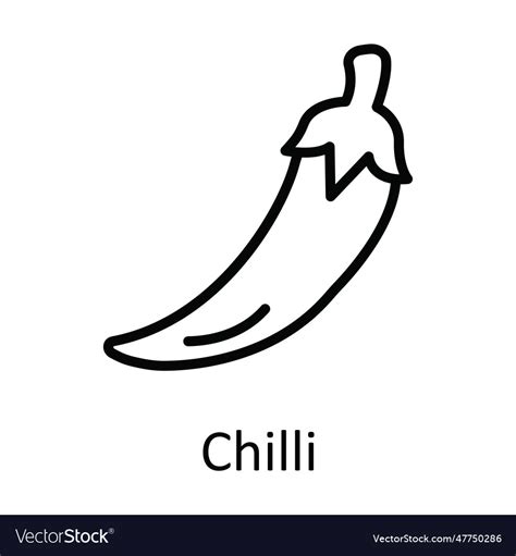 Chilli Outline Icon Design Fo Royalty Free Vector Image