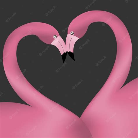 Premium Vector Two Pink Flamingos In Love Forming A Heart Vector