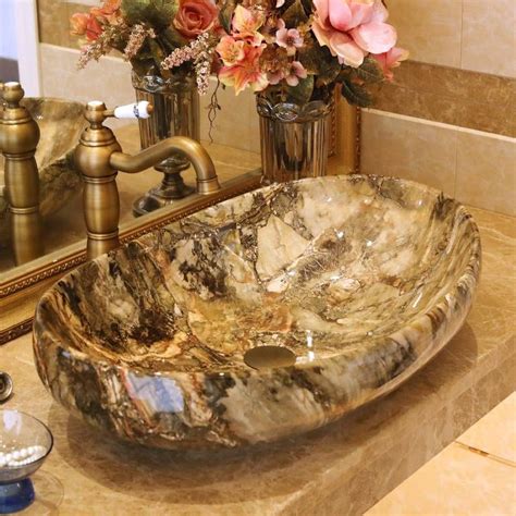 Imitation Marble Europe Vintage Style Ceramic Art Basin Sink Counter