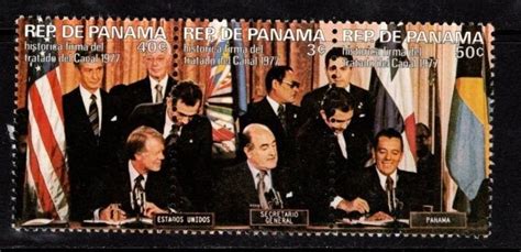 Panama 588a C Signing Of Panama Canal Treaty Strip3 Mnh Central And South America Panama