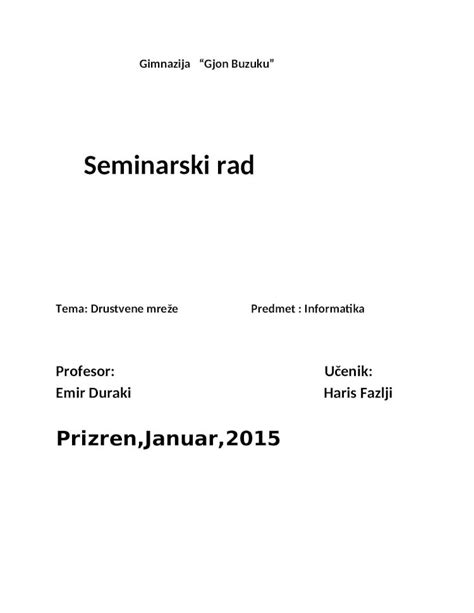 Docx Seminarski Rad Original Kako Treba Dokumen Tips