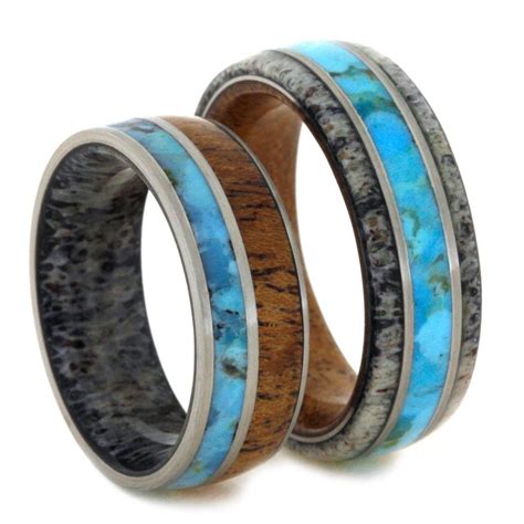 Unique Wedding Band Set Turquoise Rings With By Jewelrybyjohan