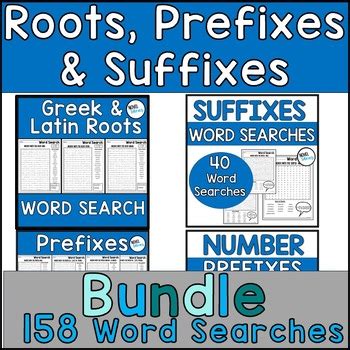 Greek Latin Roots Prefix Suffix Word Searches Reading Vocabulary